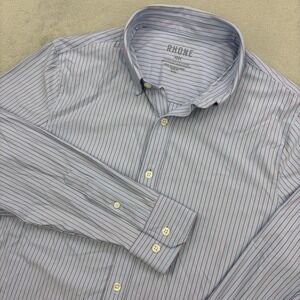 Rhone Shirt Men Medium Blue Commuter Fine Italian Fabric Slim Fit Performance
